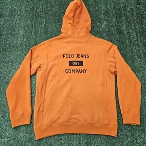 Vintage Sweatshirt Size S 90s Polo Jeans Company Orange Zip Hoodie Stress Grunge